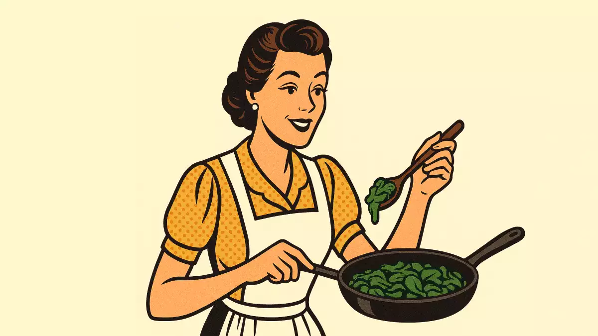 Jezte špenát, který obsahuje hodně železa, a budete silní jako Pepek.