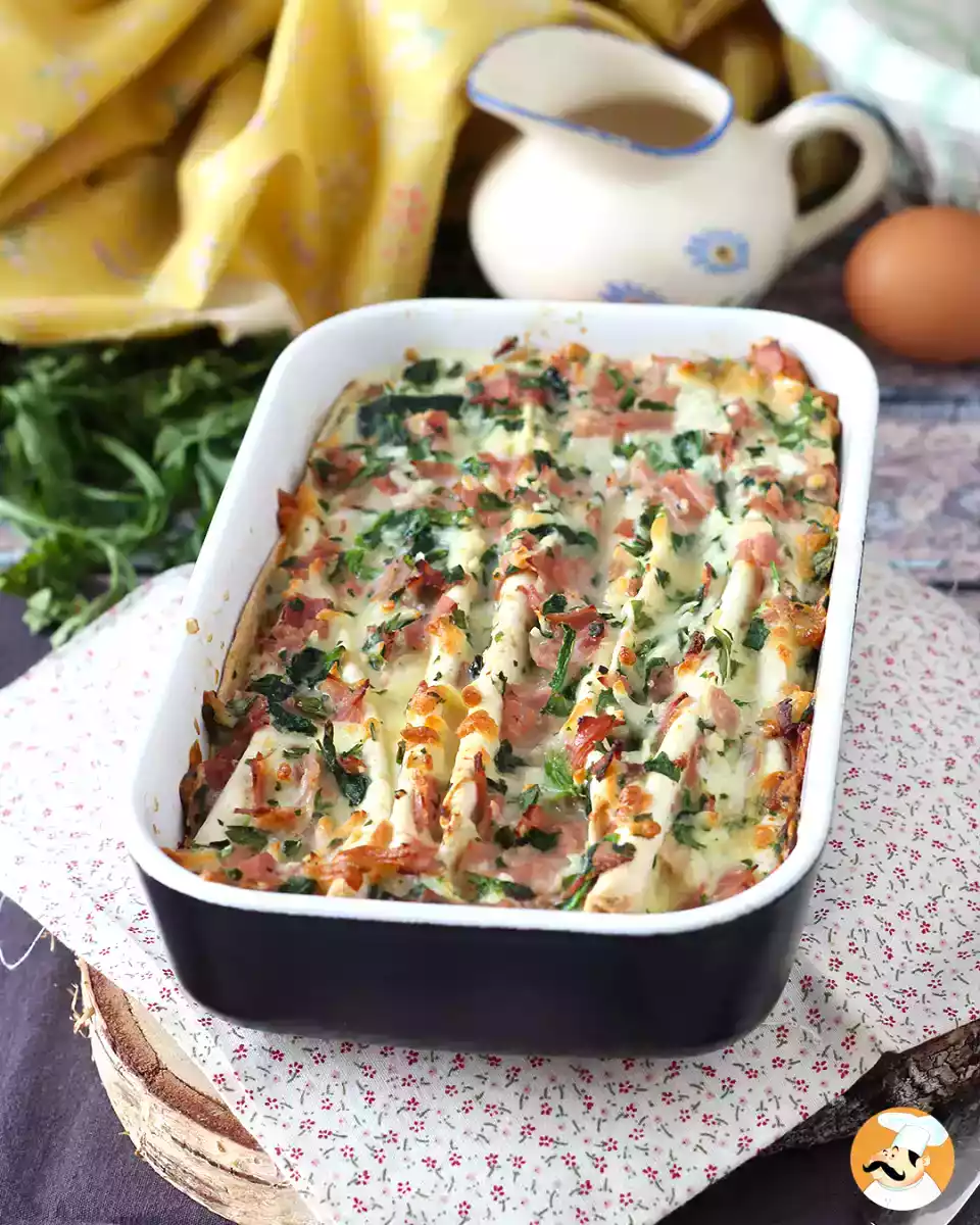 5. Tortilla gratin se šunkou, špenátem a sýrem mozzarella