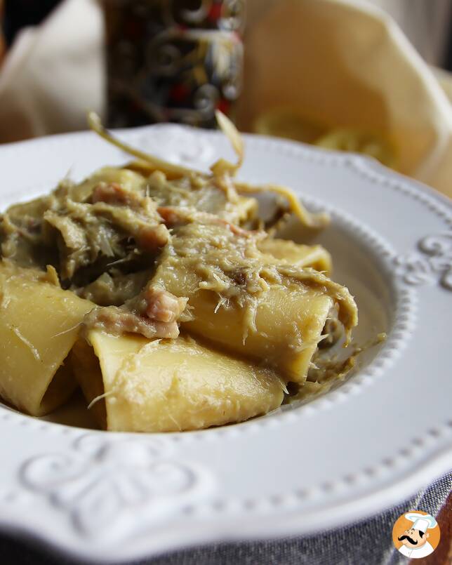 2. Paccheri s artyčoky a slaninou