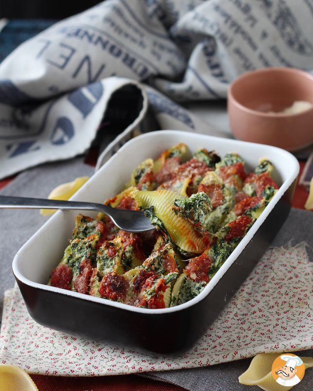 9. Conchiglioni plněné ricottou a špenátem