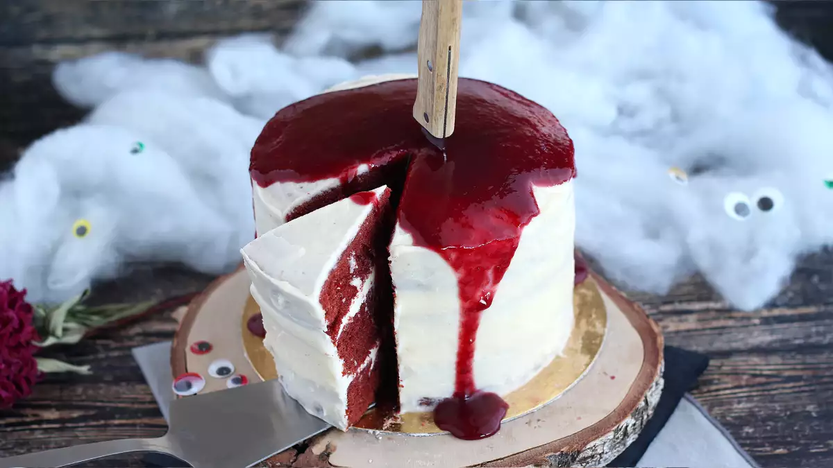 Halloweenský dort Red Velvet, který okamžitě zaujme
