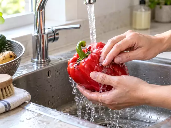 Mytí zeleniny mýdlem? Chladná tekoucí voda je bezpečnější volba