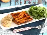 Recept Pečené sladké brambory s kuřecím masem