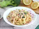 Recept Těstoviny z jednoho hrnce - tagliatelle s lososem a brokolicí