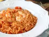 Recept Těstoviny orzo s rajčaty a krevetami, připravené jako rizoto