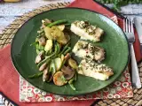 Recept Treska v horkovzdušné fritéze s omáčkou z bílého vína, bramborami a zeleninou