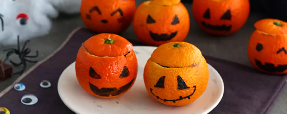 Halloweenské klementinky s čokoládovou pěnou