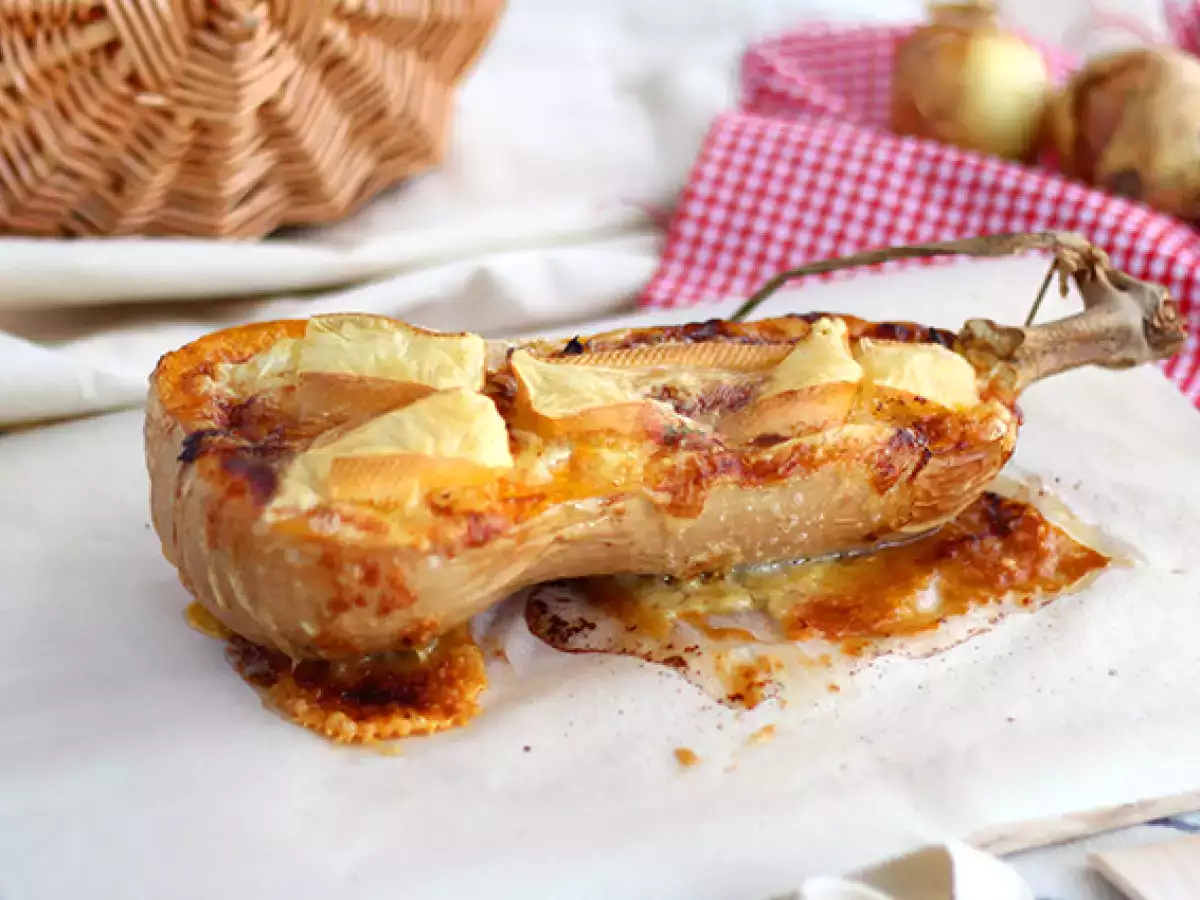 Recept Courgiflette - máslová dýně na způsob tartiflette