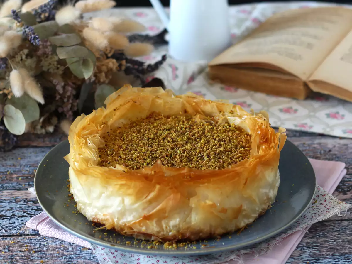 Recept Baklavský tvarohový koláč s pistáciemi, křupavý a rozplývající se