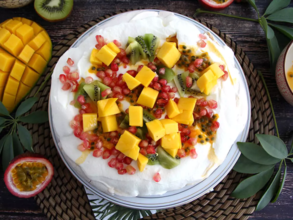 Recept Snadná pavlova z exotického ovoce