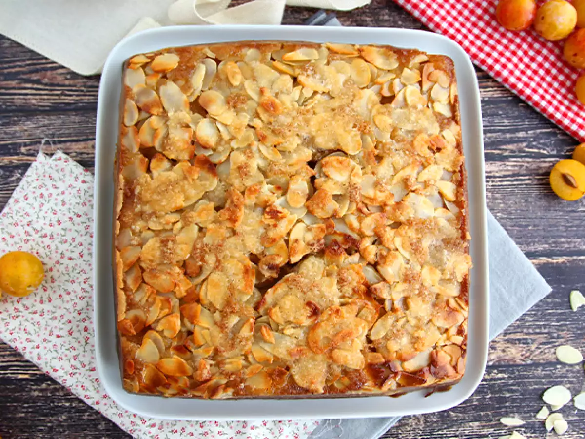 Recept Obrácený dort s mirabelkami a mandlemi