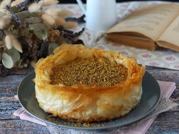 Recept Baklavský tvarohový koláč s pistáciemi, křupavý a rozplývající se