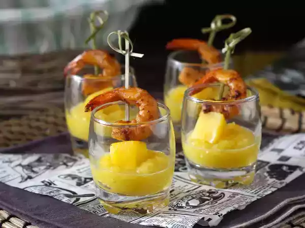Recept Krevety a mangové verriny pro sladký a slaný aperitiv