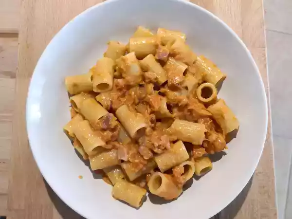 Recept Těstoviny s dýní a slaninou