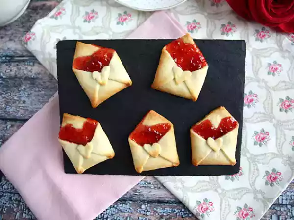 Recept Křehké obálky lásky na valentýna