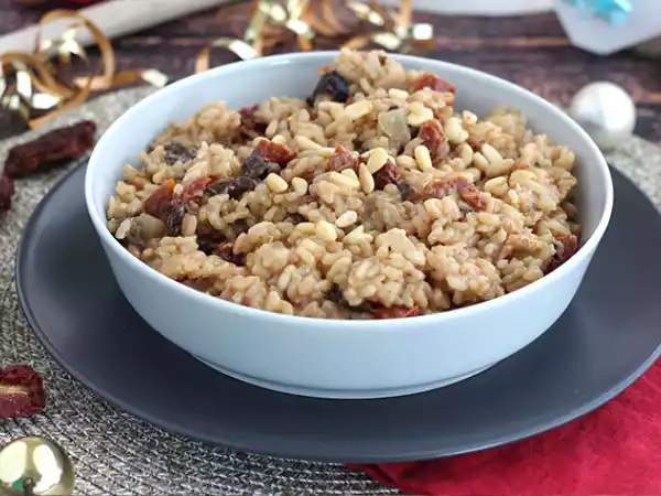 Recept Vegetariánské rizoto se sušenými rajčaty a houbami