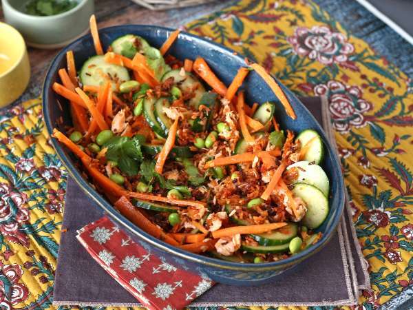 Křupavý, pikantní salát s křupavou rýží z lososa! - Příprava krok 8