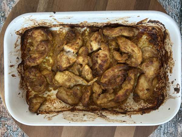 Kuřecí šawarma z horkovzdušné fritézy, pita a tahini omáčka - Příprava krok 6