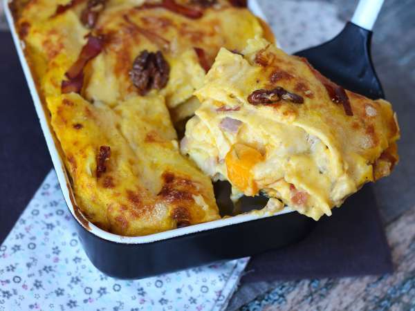 Lasagne s dýní, špekem a krémovými i křupavými ořechy - Příprava krok 10