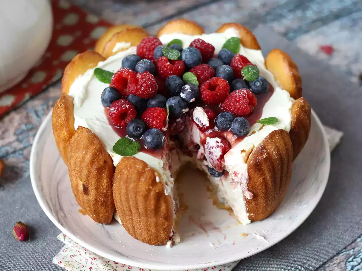 Charlotte s červeným ovocem a madeleinkami - foto 8