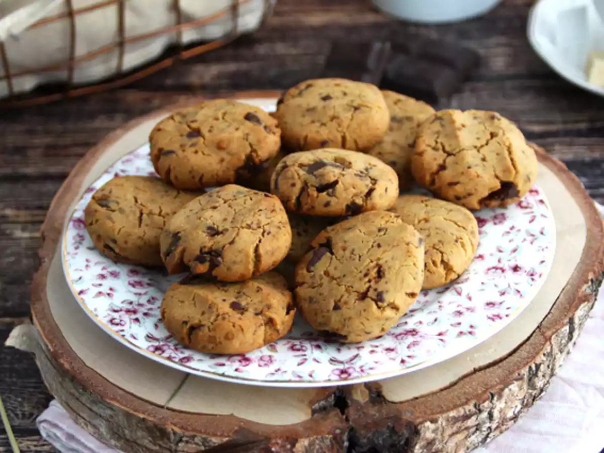 Čokoládové sušenky s kousky čokolády (veganské a bezlepkové)