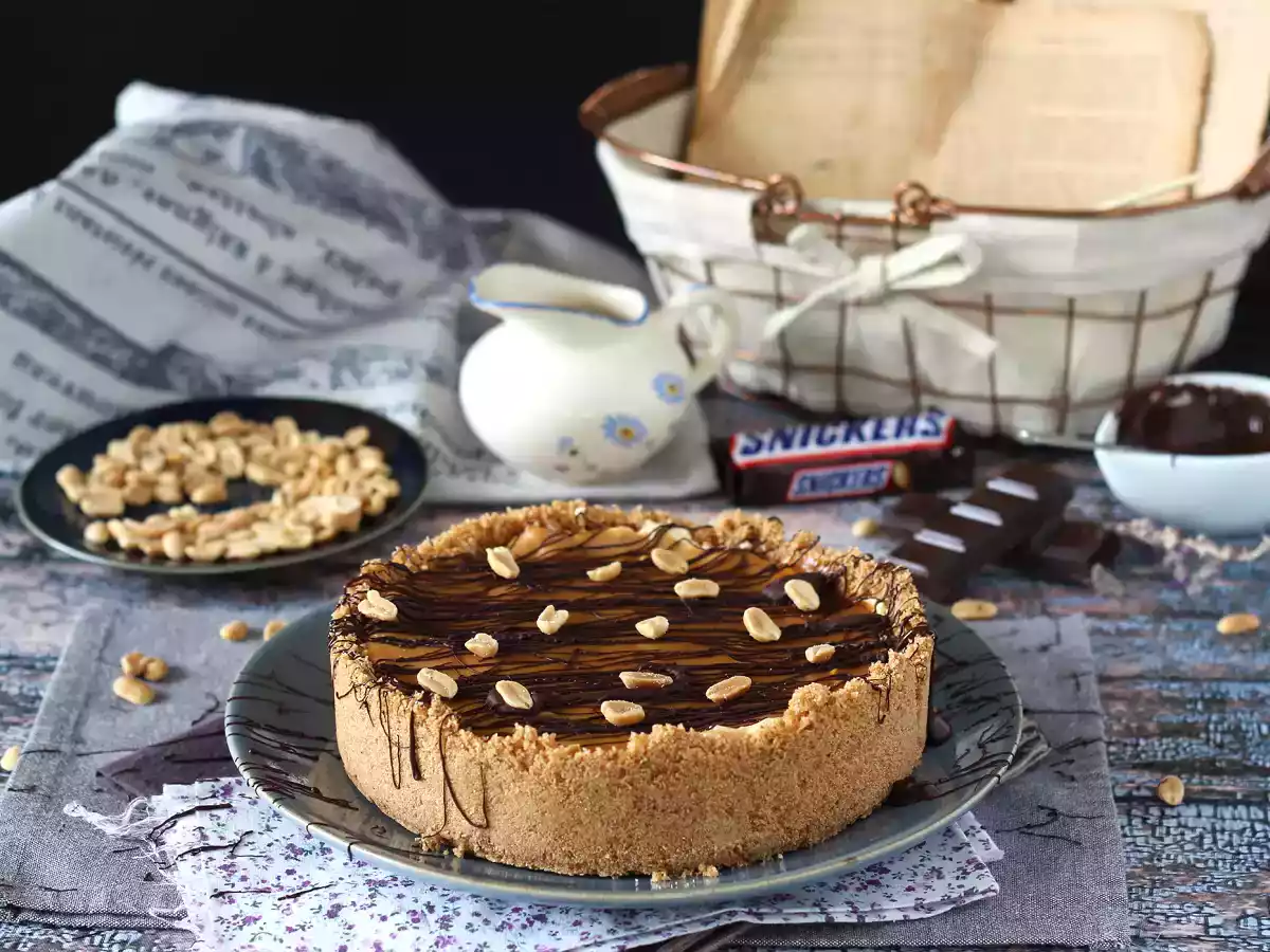 Extra gurmánský tvarohový koláč ve stylu Snickers