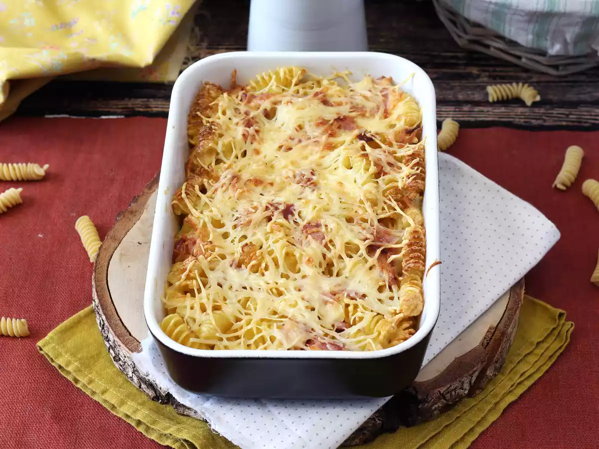 Gratinované těstoviny se šunkou a sýrem ve fritéze airfryer - foto 4