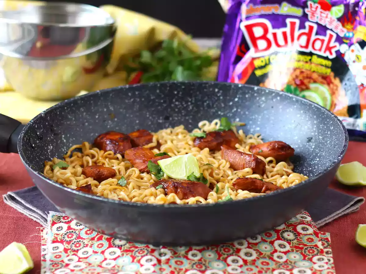 Jak uvařit buldak habanero limetkové nudle, recept s marinovaným kuřecím masem! - foto 2