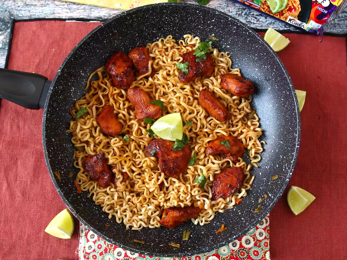 Jak uvařit buldak habanero limetkové nudle, recept s marinovaným kuřecím masem! - foto 3