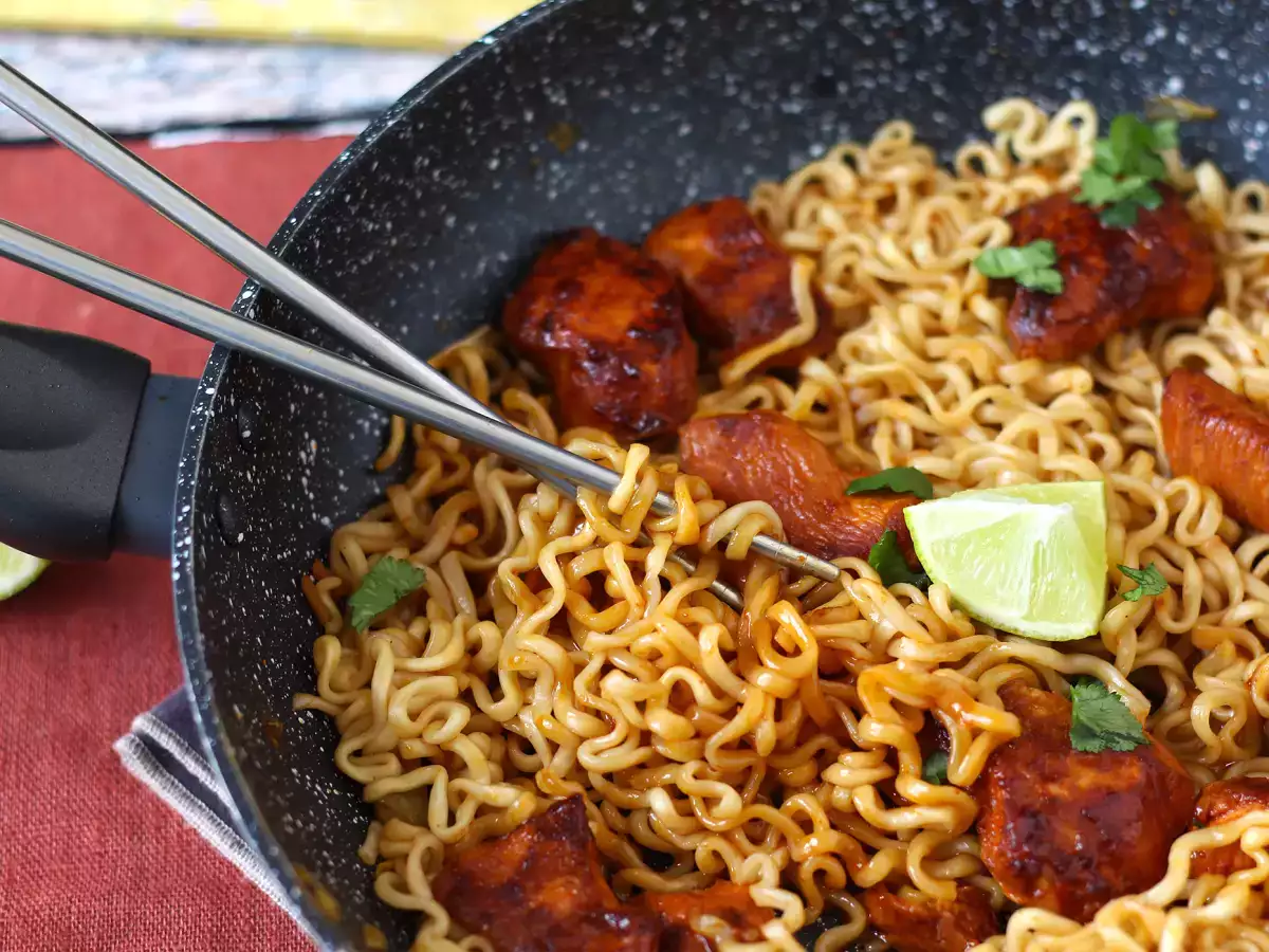 Jak uvařit buldak habanero limetkové nudle, recept s marinovaným kuřecím masem! - foto 8