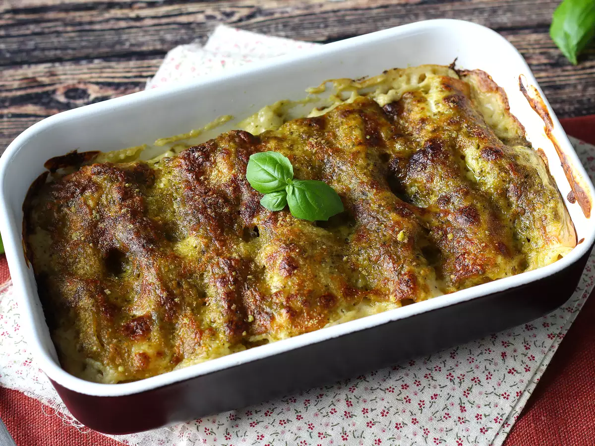 Krémové pesto cannelloni au gratin: snadný a chutný recept