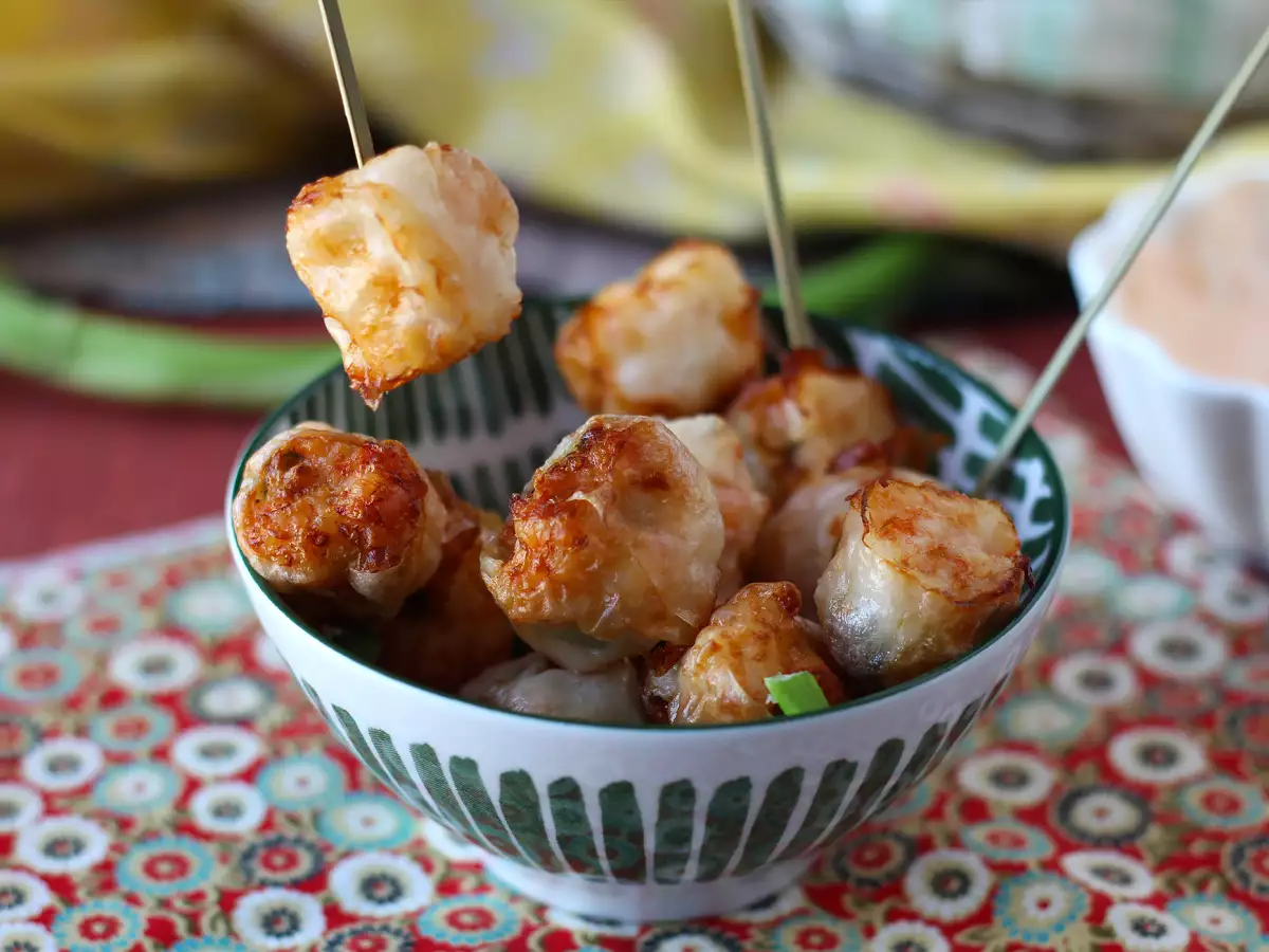 Krevety v těstíčku ve stylu spring rolls v horkovzdušné fritéze - foto 3
