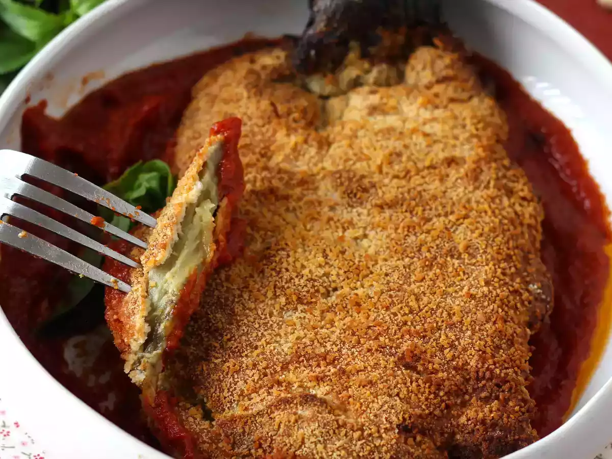 Lilek obalený v těstíčku po milánsku, ale vegetariánský - Vaření ve fritéze na vzduchu - foto 5