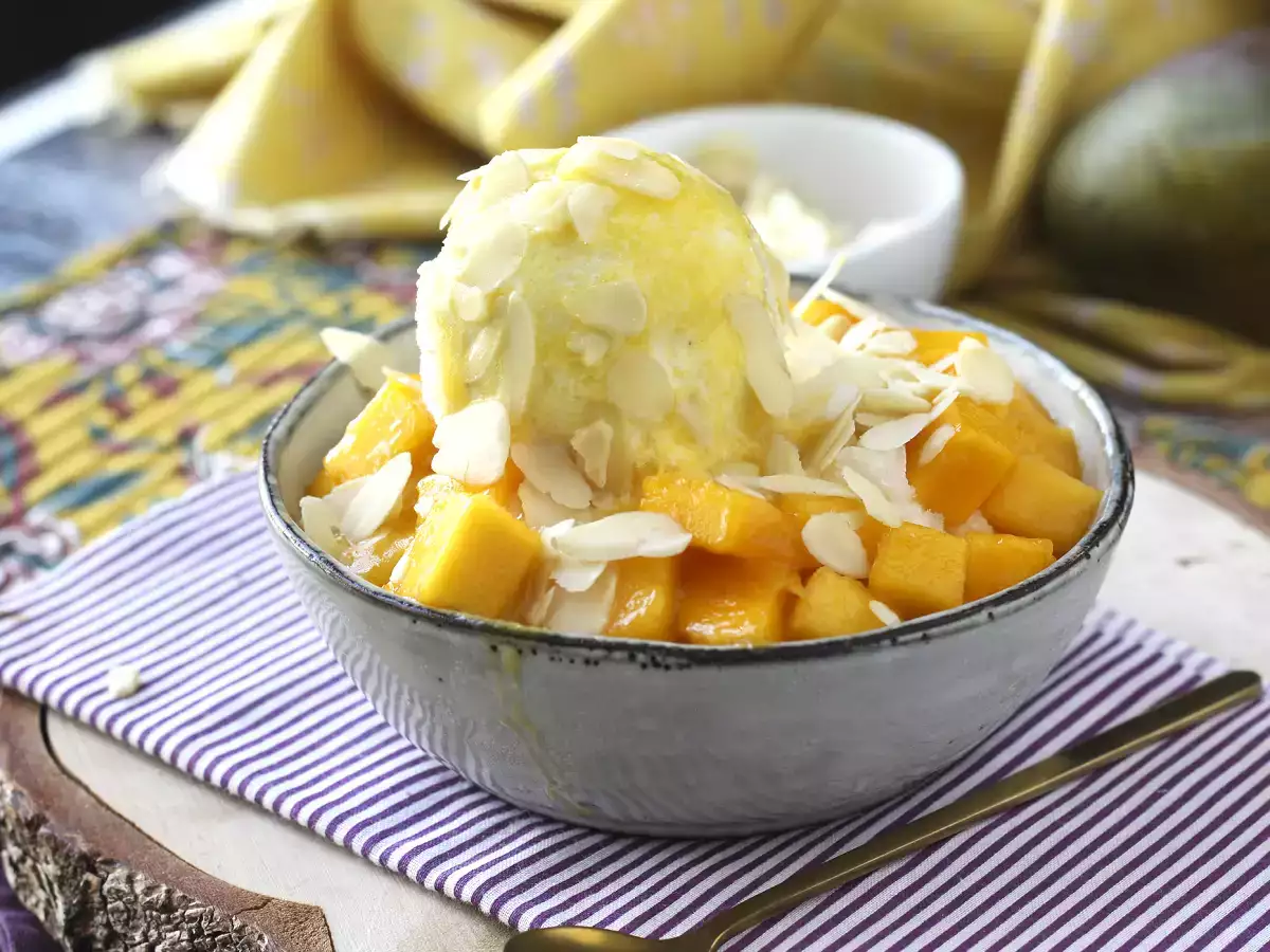 Mango bingsu, lahodný korejský dezert s mangem, který je hitem po celém světě