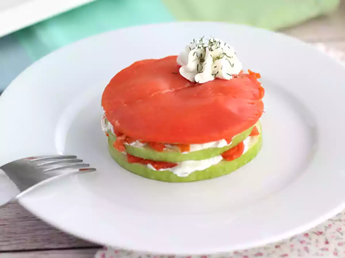Mille feuille lososa se zeleným jablkem