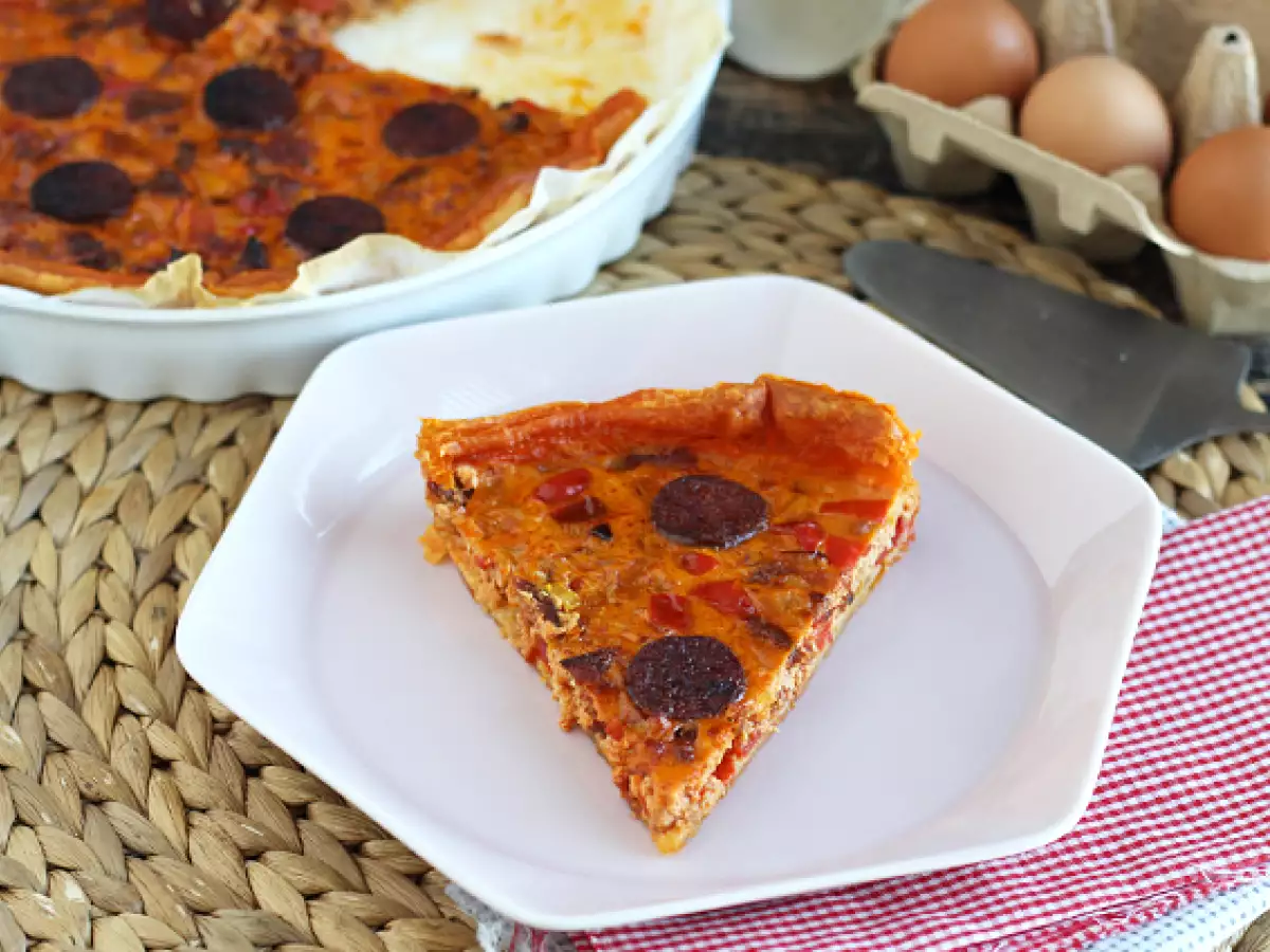 Quiche s paprikami a chorizem
