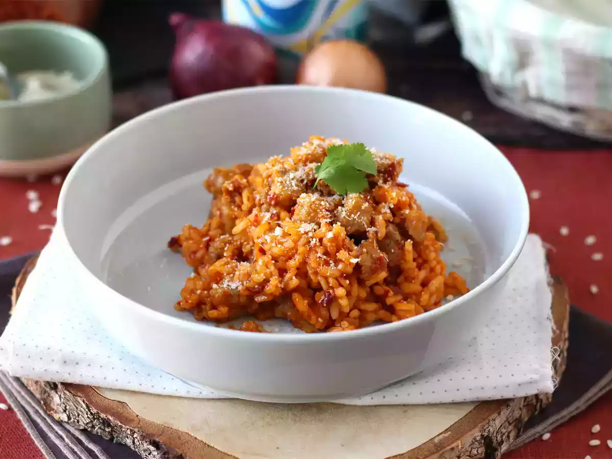 Risotto 'nduja a klobása, první chod s intenzivní chutí - foto 2