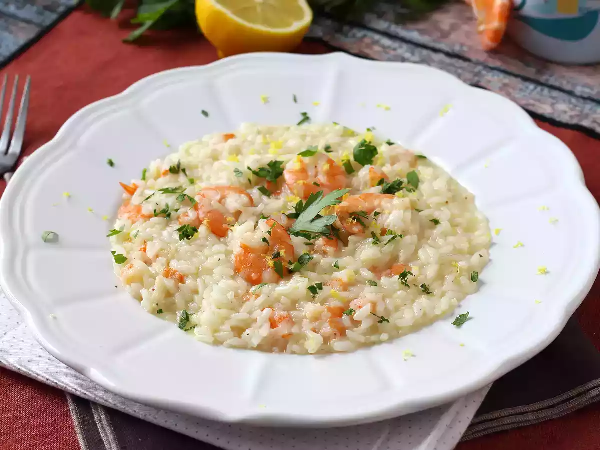 Rizoto s krevetami a citronem, elegantní a snadný první chod