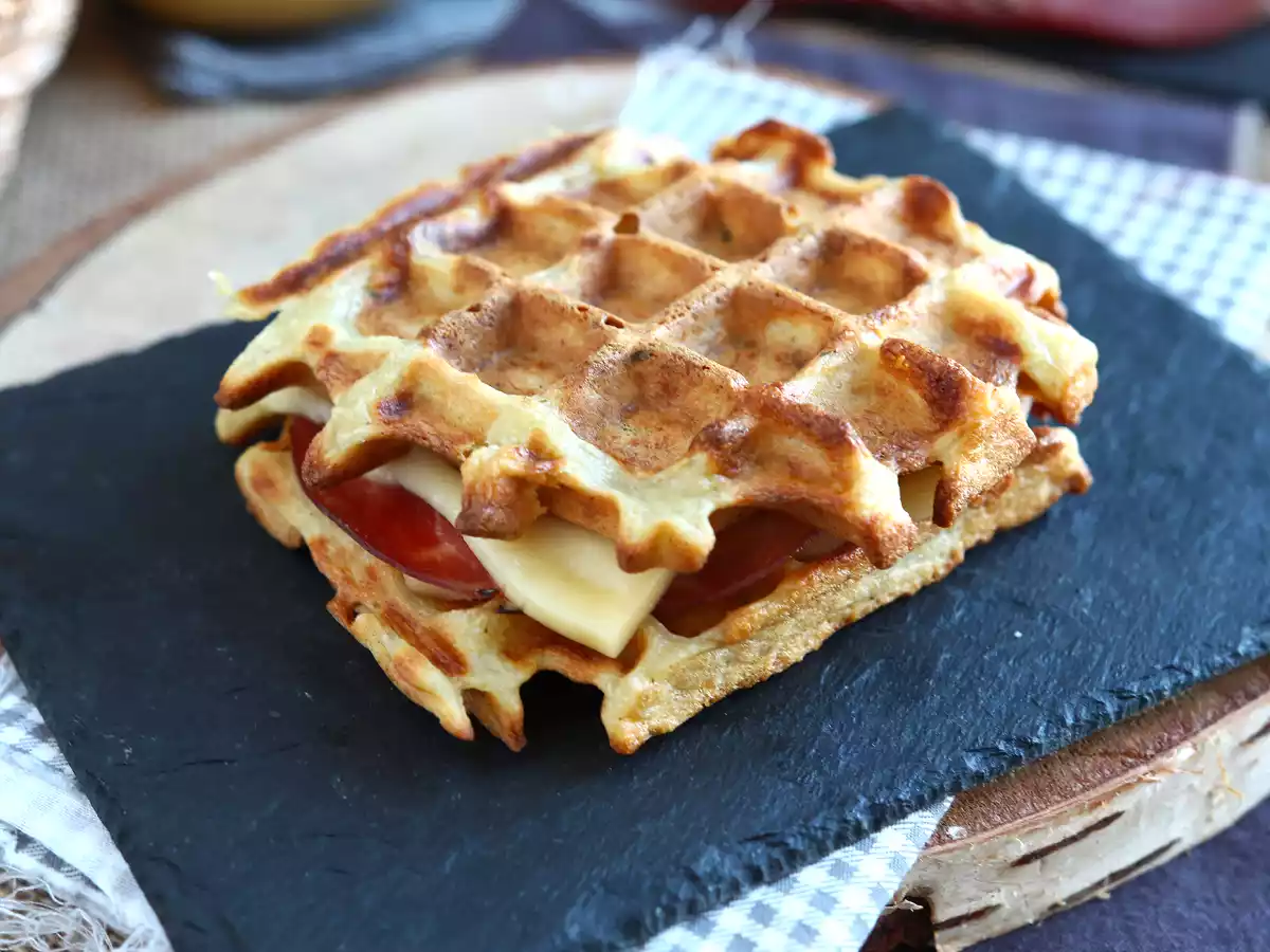 Sendvič s bramborovými vaflemi a raclette, dokonalé komfortní jídlo - foto 3