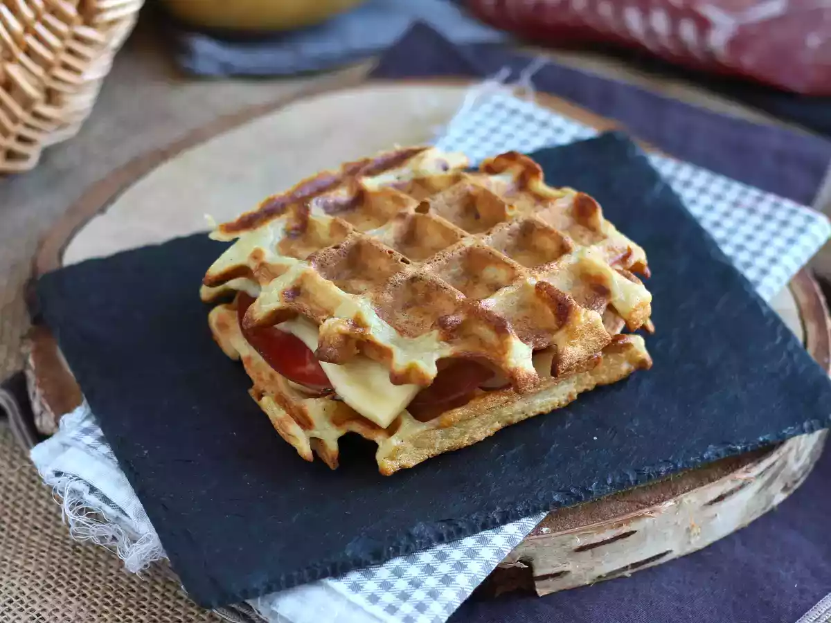 Sendvič s bramborovými vaflemi a raclette, dokonalé komfortní jídlo - foto 5