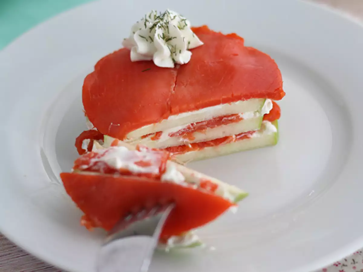 Slaný lososový mille-feuille se zeleným jablkem - foto 2