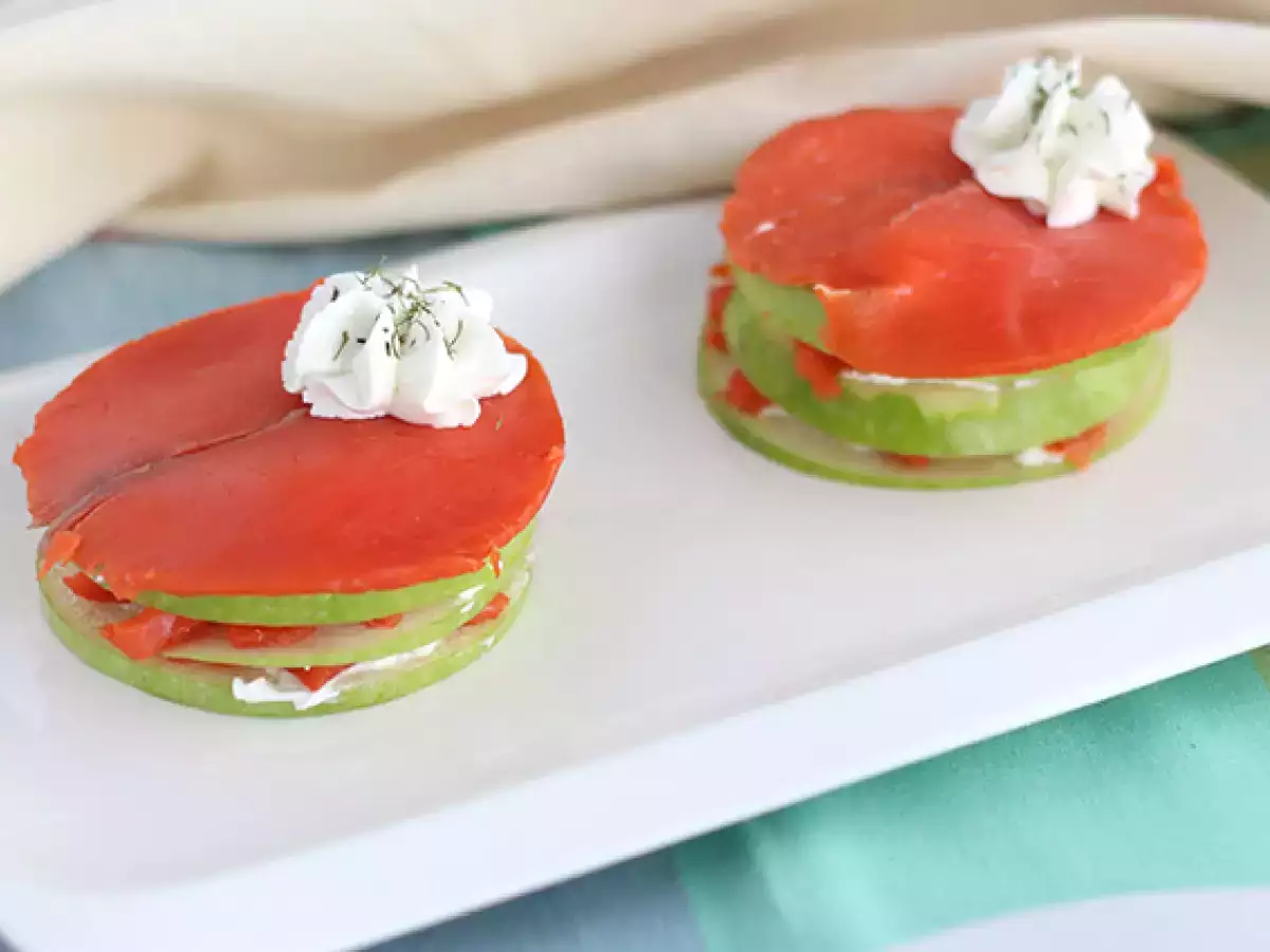 Slaný lososový mille-feuille se zeleným jablkem - foto 3