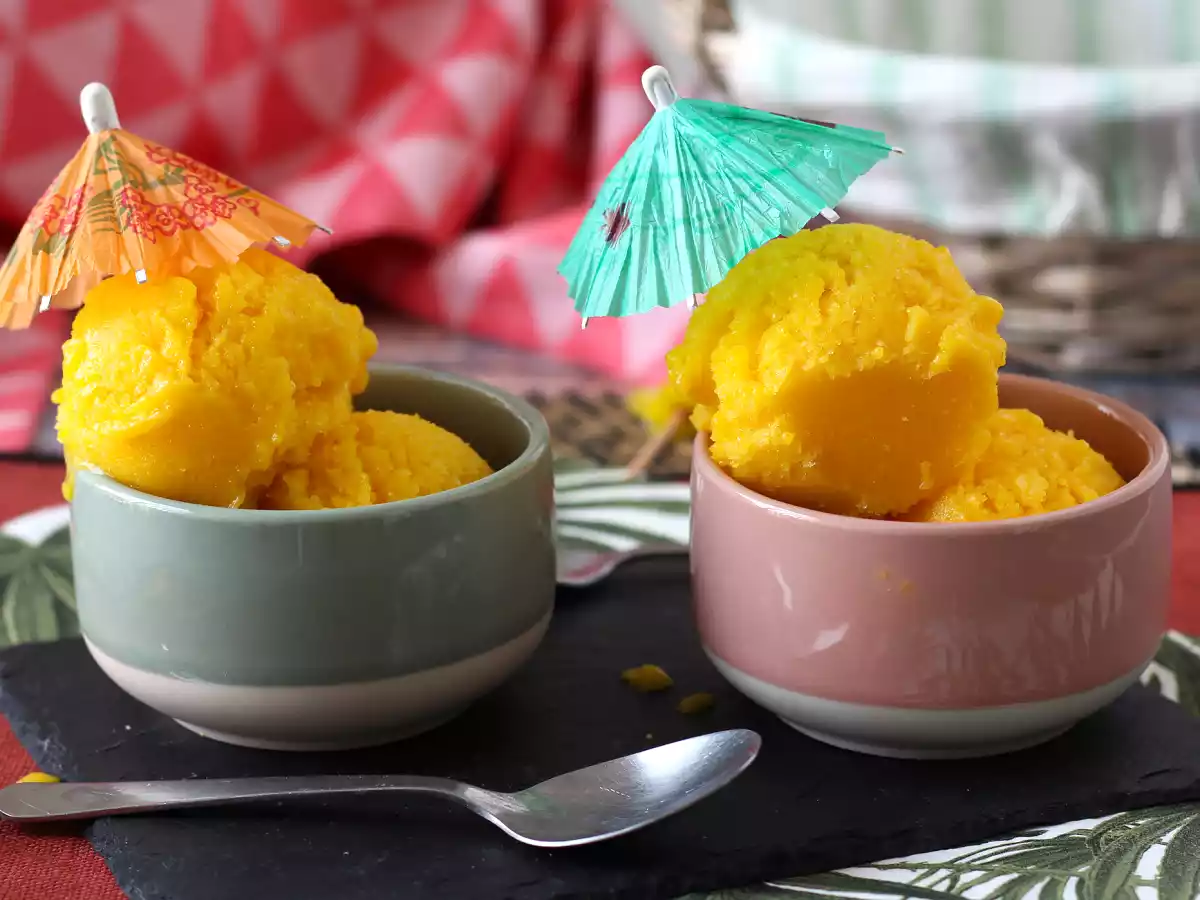 Sorbet z manga a limetky s pouhými 3 ingrediencemi, hotový za 5 minut!
