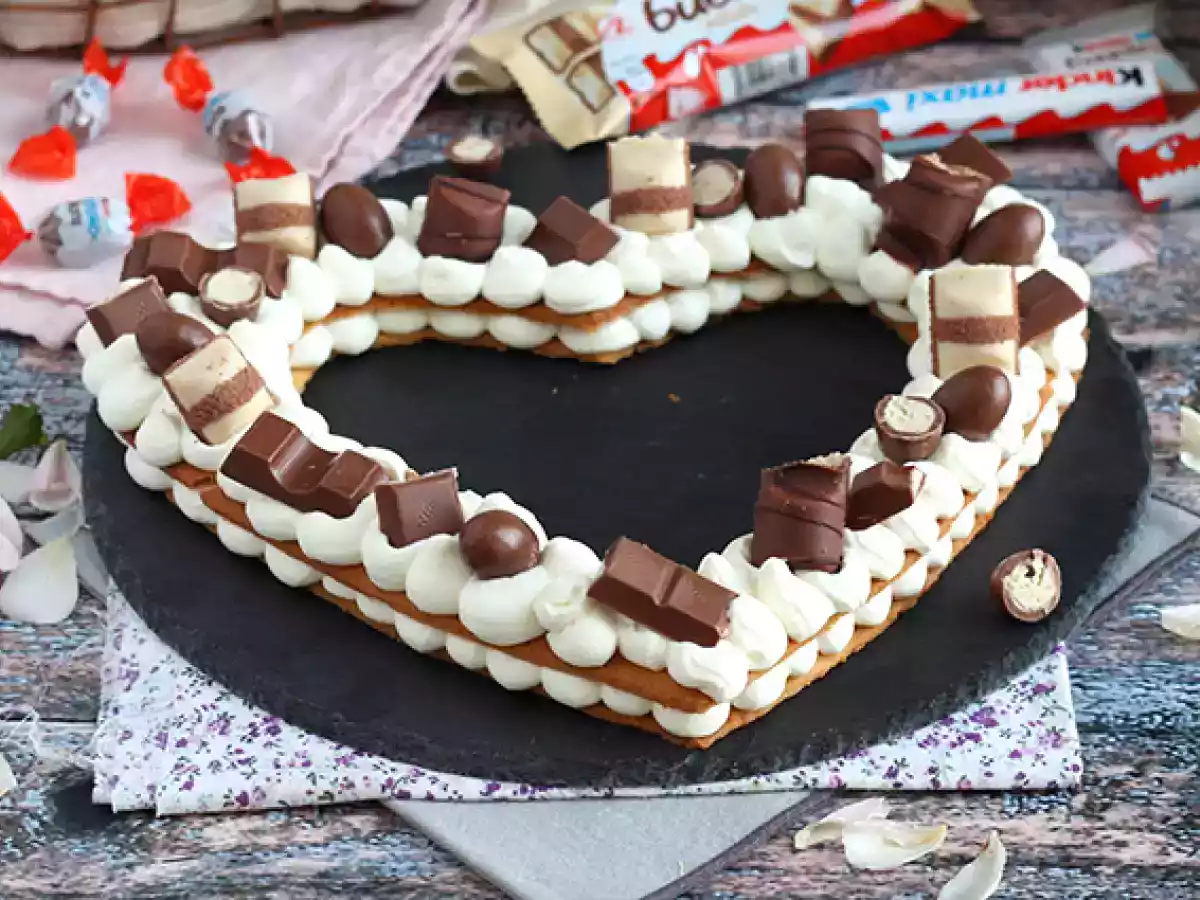 Srdíčkový dort s Kinder - Tarte cœur au Kinder pro Valentýna - foto 2
