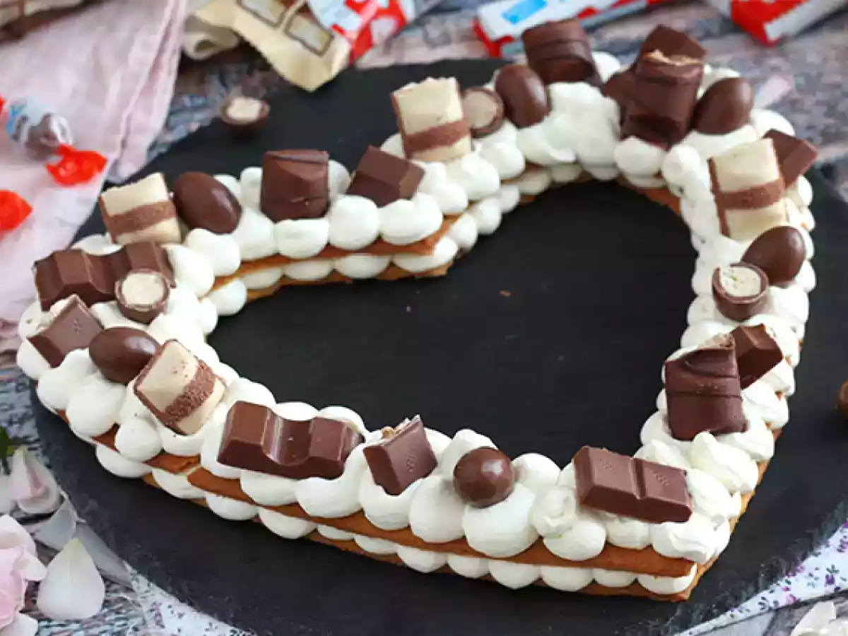 Srdíčkový dort s Kinder - Tarte cœur au Kinder pro Valentýna - foto 4