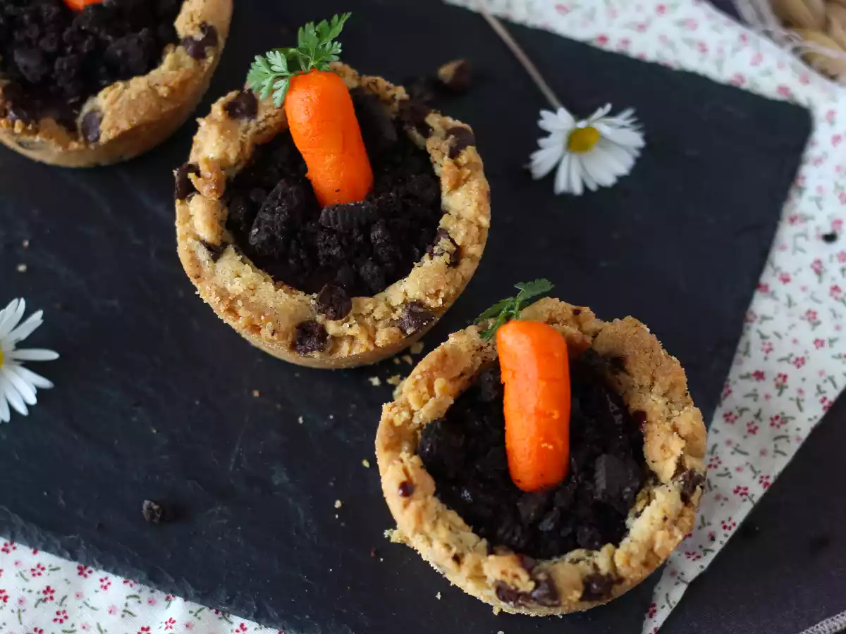 Sušenkové košíčky s čokoládovou ganache ve stylu mrkvového hrnce - foto 4