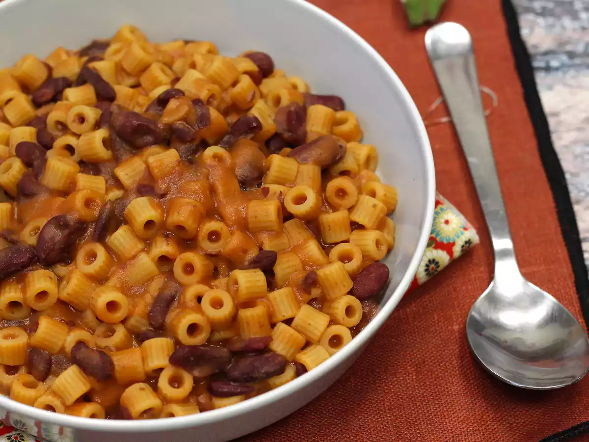 Těstoviny s fazolemi, rychlý a krémový recept - foto 2