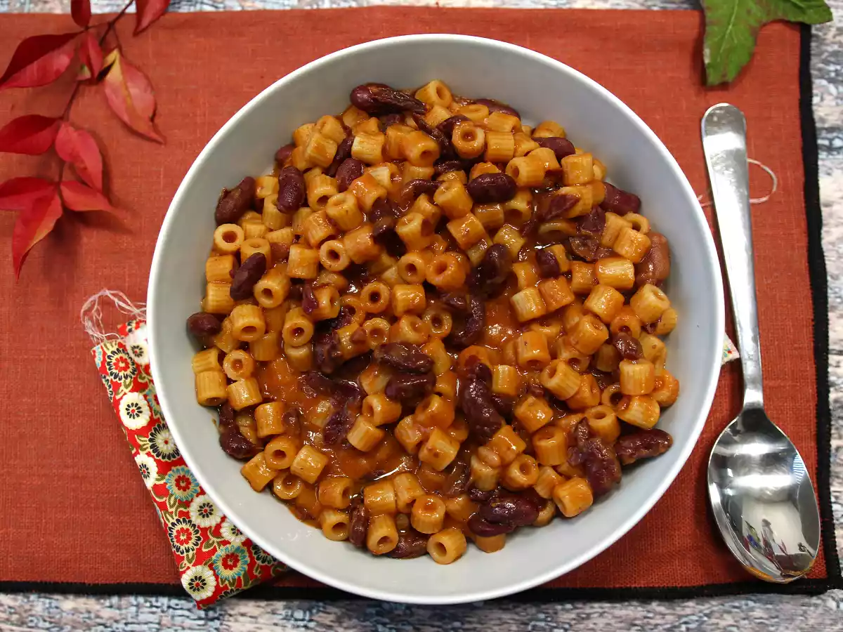 Těstoviny s fazolemi, rychlý a krémový recept - foto 3