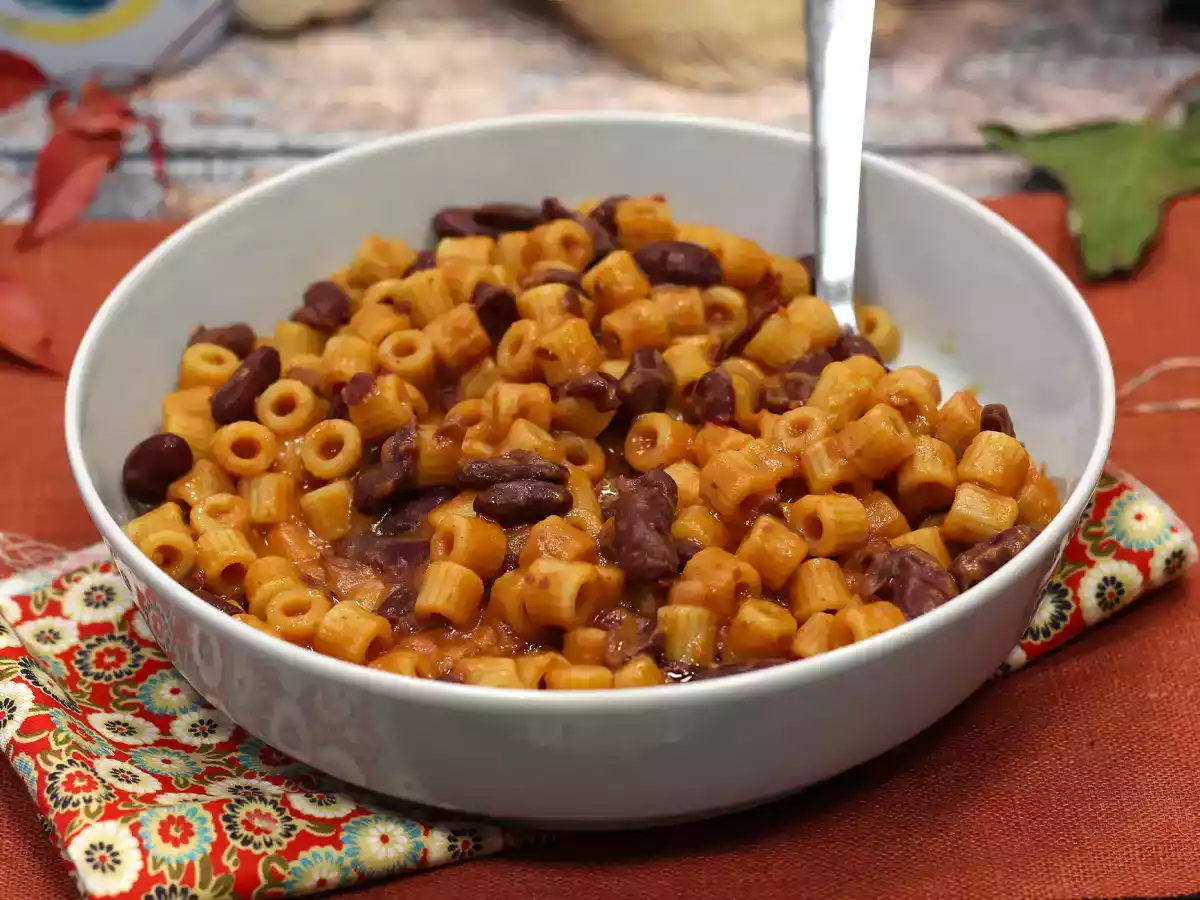 Těstoviny s fazolemi, rychlý a krémový recept - foto 5