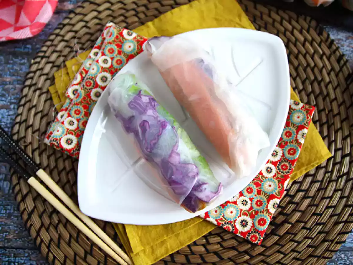Vegetariánské jarní závitky - červené zelí a sladké brambory